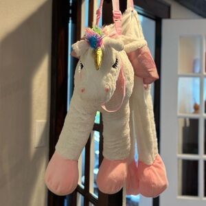Adorable fluffy Unicorn costume in excellent used condition - one size fits most